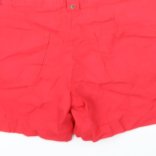 M&S Womens Red 100% Cotton Basic Shorts Size 10 Regular Zip