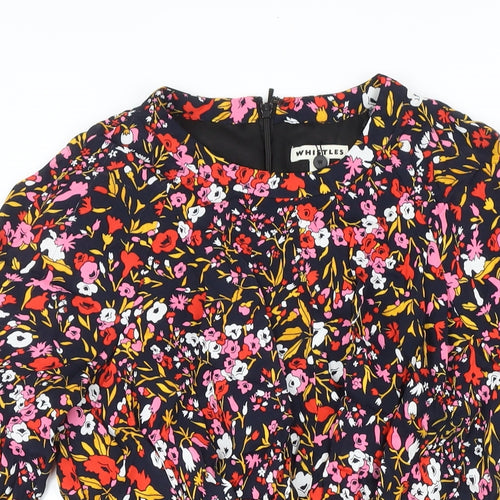 Whistles Womens Multicoloured Floral Polyester Blend A-Line Size 10 Boat Neck Zip