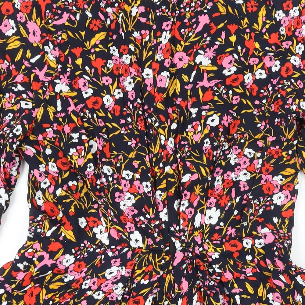 Whistles Womens Multicoloured Floral Polyester Blend A-Line Size 10 Boat Neck Zip