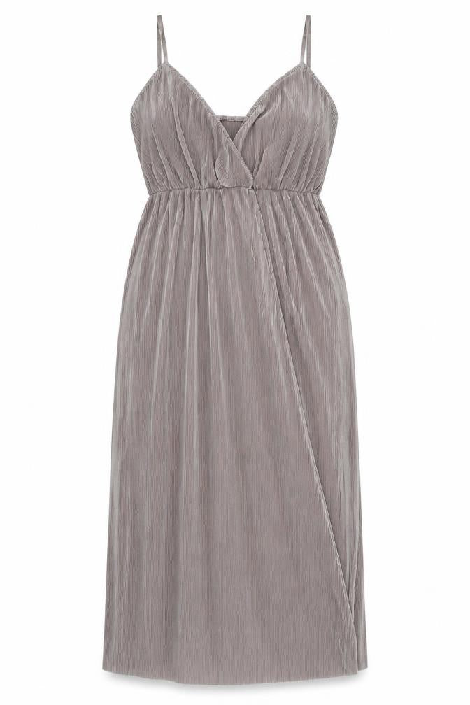 Front view of ASOS women’s brown polyester maxi, size UK 18, sweetheart
