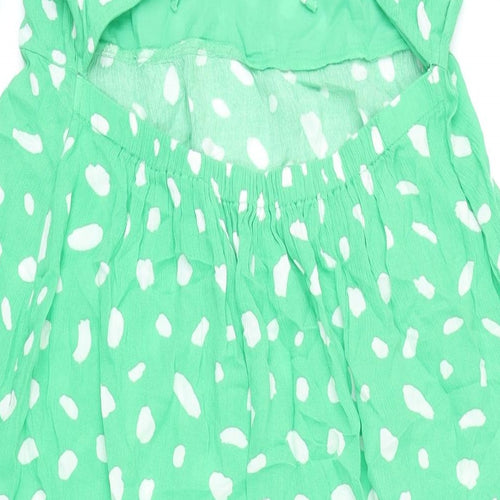 New Look Womens Green Polka Dot Viscose A-Line Size 14 Sweetheart