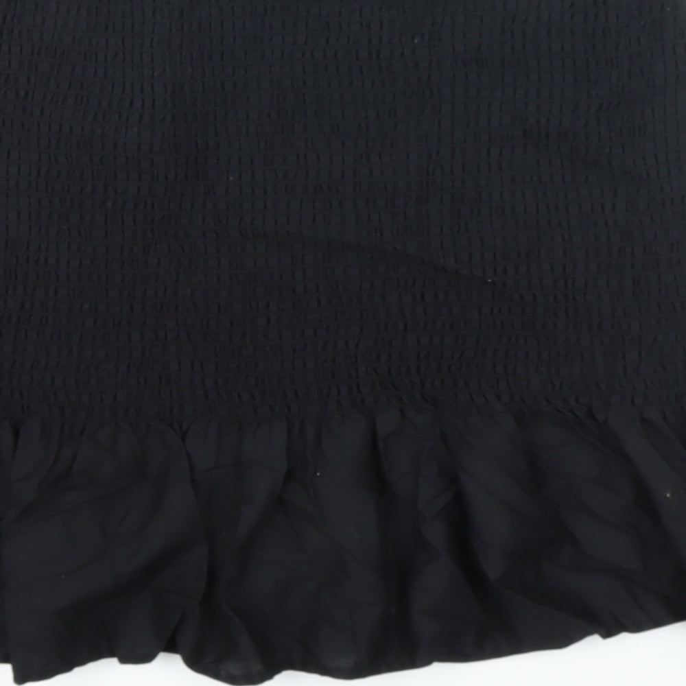 H&M Womens Black Cotton Mini Skirt Size L - Elasticated waist