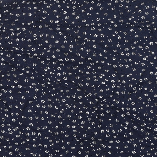 M&S Womens Blue Floral Viscose Basic T-Shirt Size 10 Round Neck