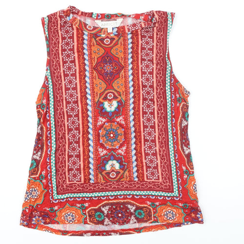 Apricot Womens Multicoloured Geometric Viscose Tunic Blouse Size 10 Boat Neck