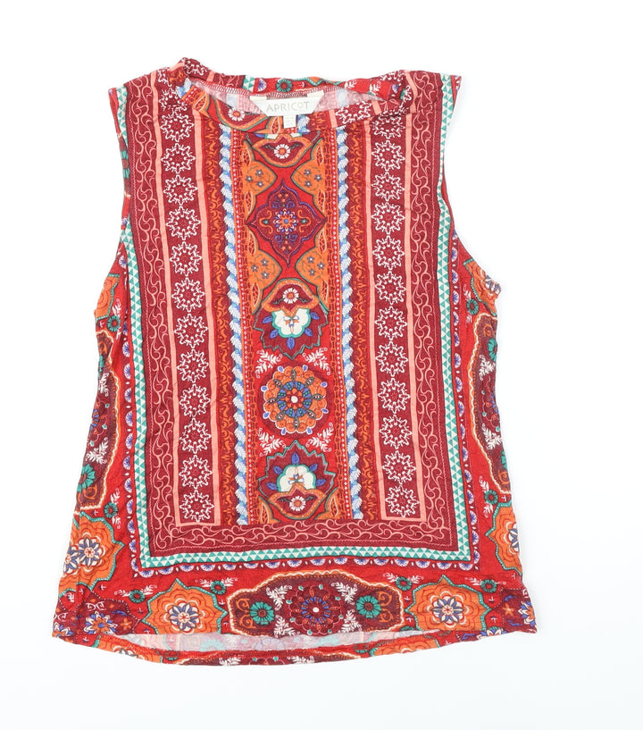 Apricot Womens Multicoloured Geometric Viscose Tunic Blouse Size 10 Boat Neck