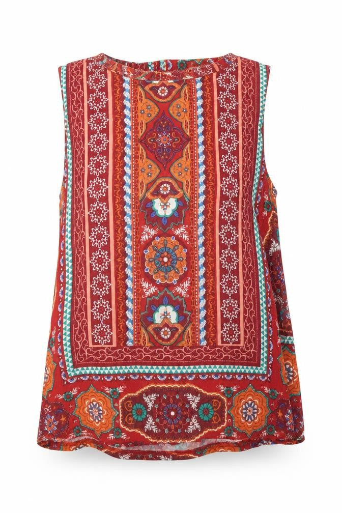 Apricot Womens Multicoloured Geometric Viscose Tunic Blouse Size 10 Boat Neck