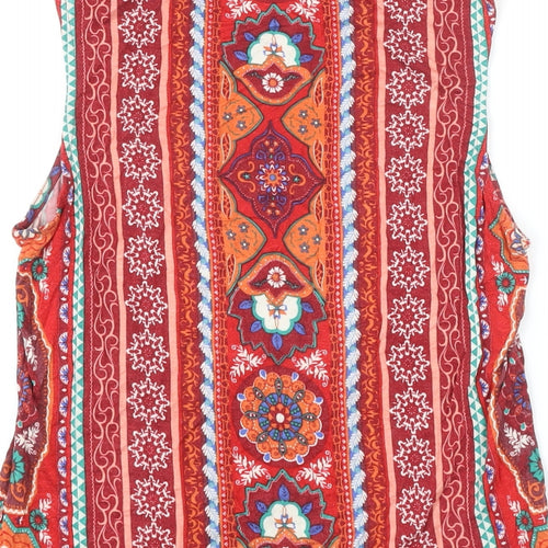 Apricot Womens Multicoloured Geometric Viscose Tunic Blouse Size 10 Boat Neck