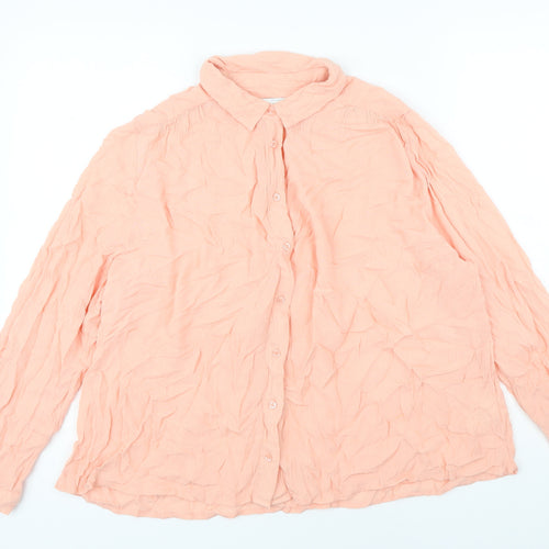 Weekend Collection Womens Orange Viscose Basic Blouse Size 12 Collared