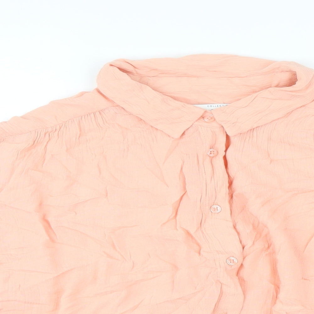Weekend Collection Womens Orange Viscose Basic Blouse Size 12 Collared