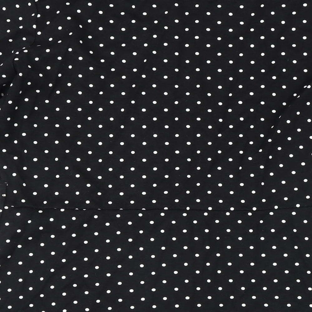 Warehouse Womens Black Polka Dot Polyester A-Line Size 16 Boat Neck