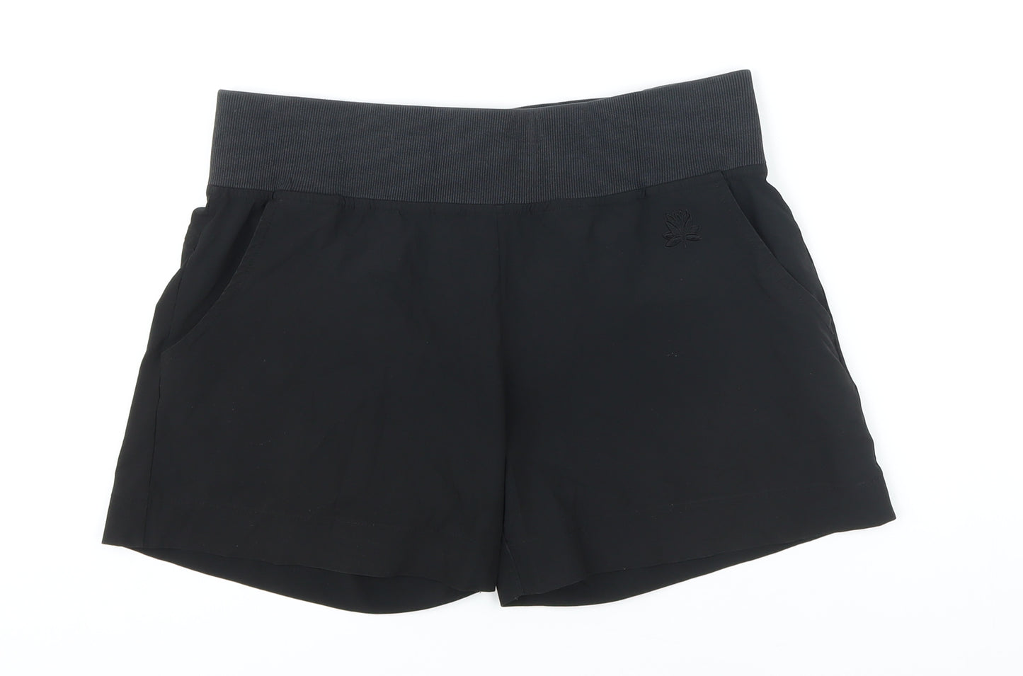 Calmia Womens Black Polyester Basic Shorts Size L Regular - Pockets