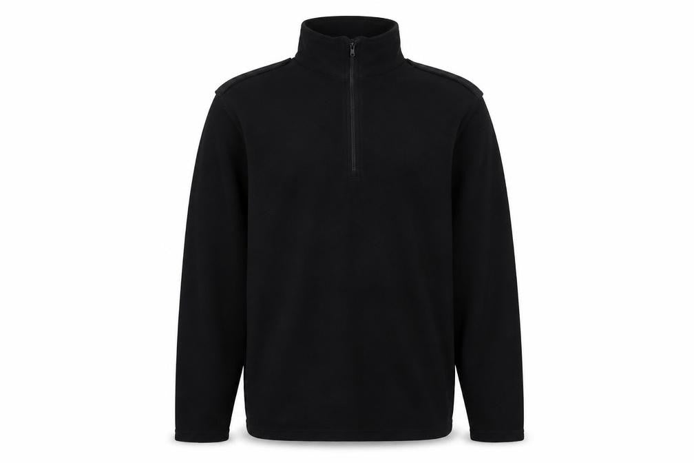 Front view of Churchill men’s black polyester pullover sweatshirt, size M