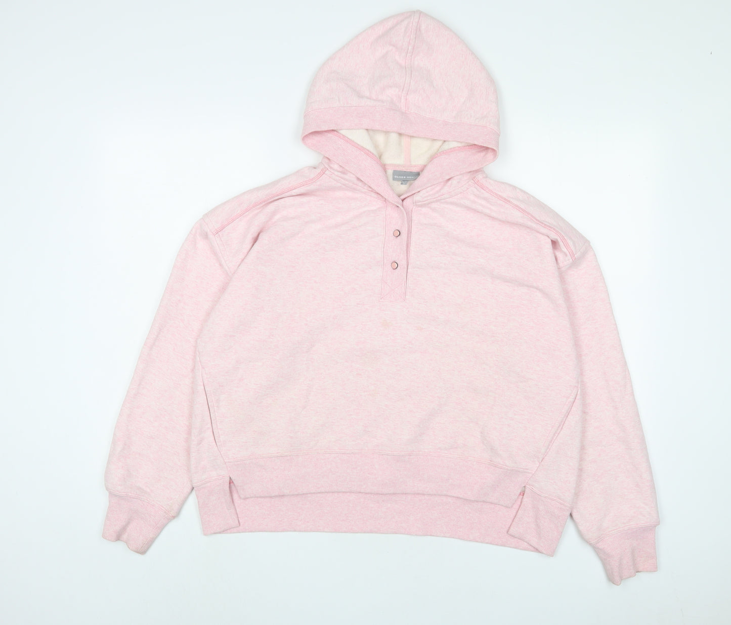 Oliver Bonas Womens Pink Cotton Pullover Hoodie Size 10 Pullover