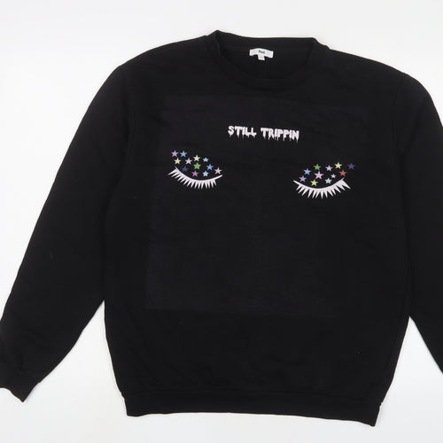 RAD. Womens Black Cotton Pullover Sweatshirt Size L Pullover