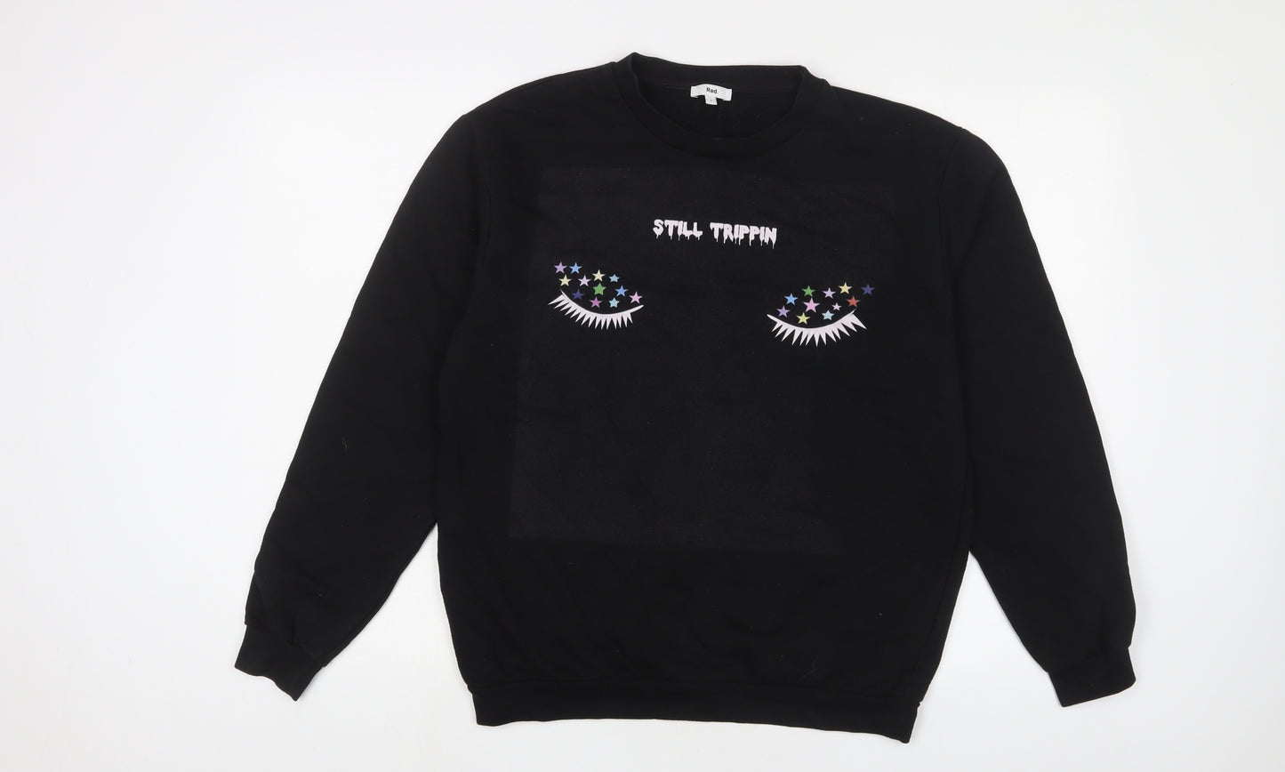 RAD. Womens Black Cotton Pullover Sweatshirt Size L Pullover
