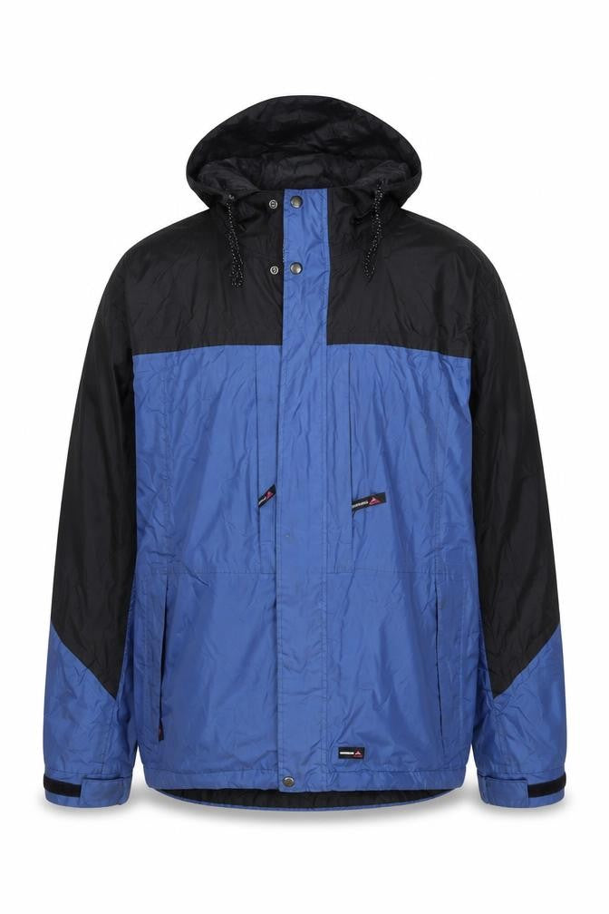 Front view of Snowdonia men’s blue jacket coat, size L, zip