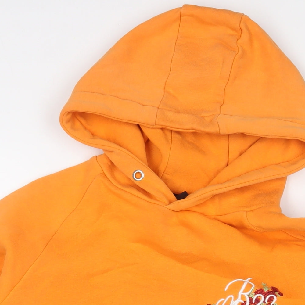 BEE INSPIRED Womens Orange Cotton Pullover Hoodie Size M Pullover