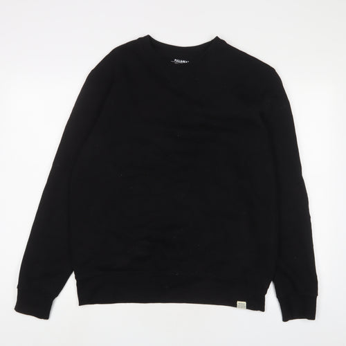 Pull&Bear Mens Black Cotton Pullover Sweatshirt Size M