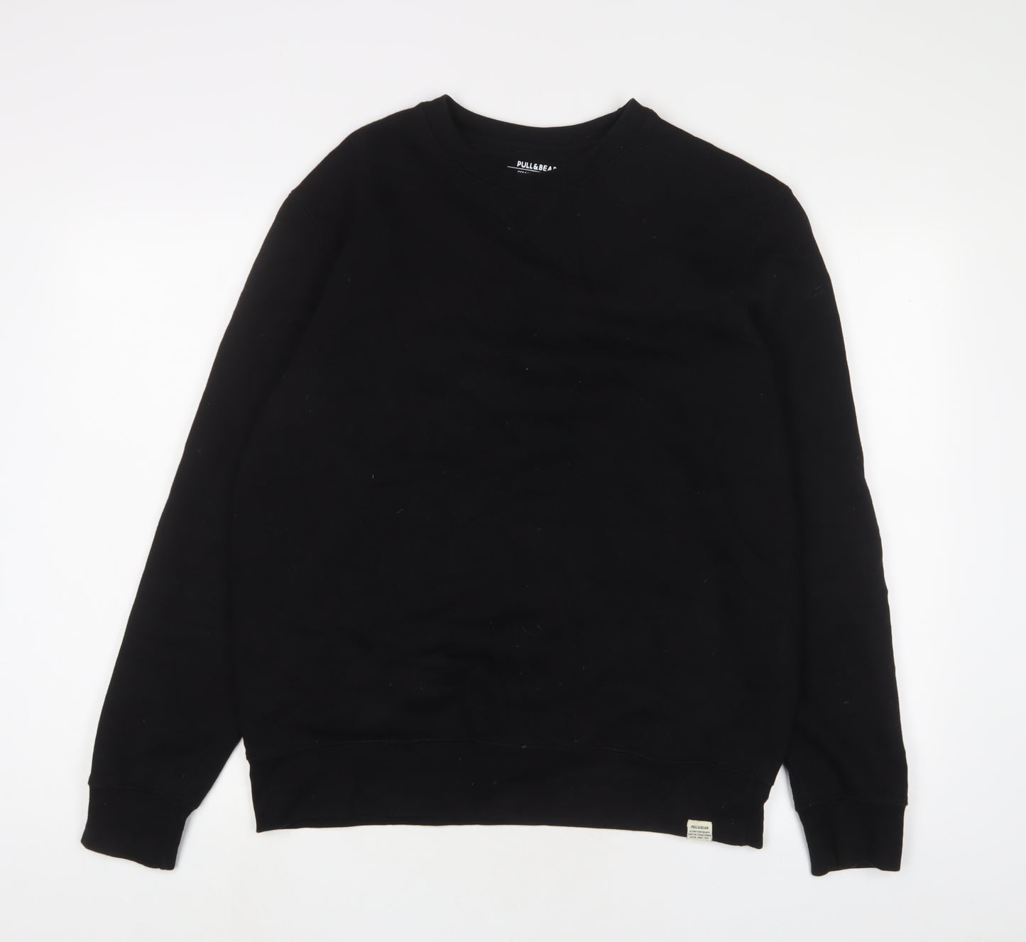 Pull&Bear Mens Black Cotton Pullover Sweatshirt Size M