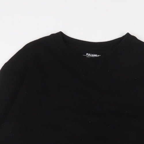 Pull&Bear Mens Black Cotton Pullover Sweatshirt Size M