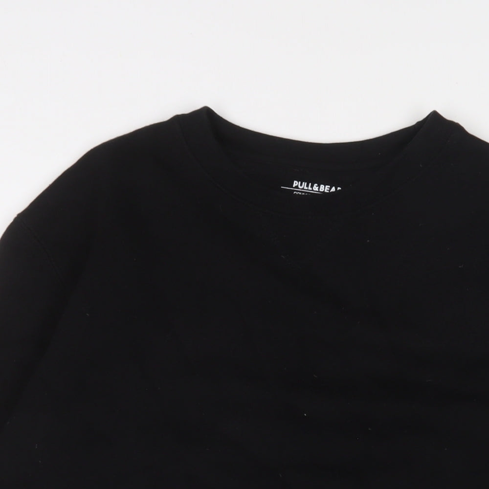 Pull&Bear Mens Black Cotton Pullover Sweatshirt Size M