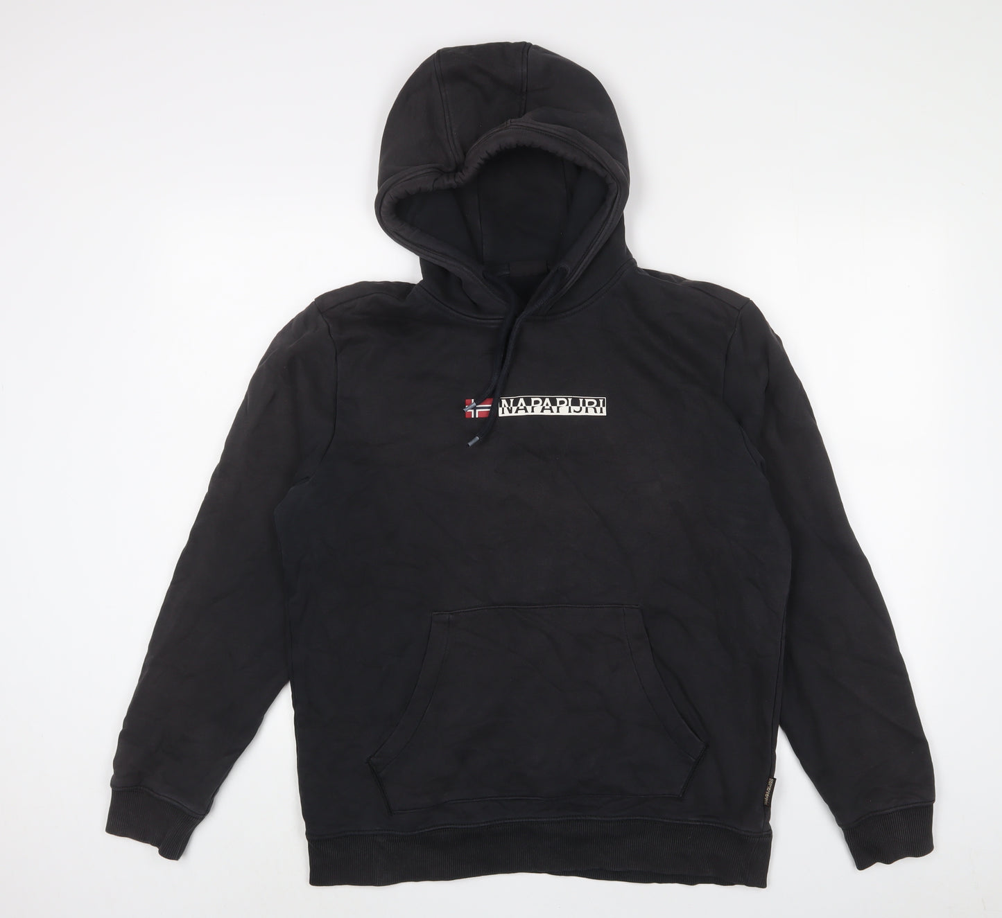 Napapijri Mens Blue Cotton Pullover Hoodie Size L - Logo, Embroidered
