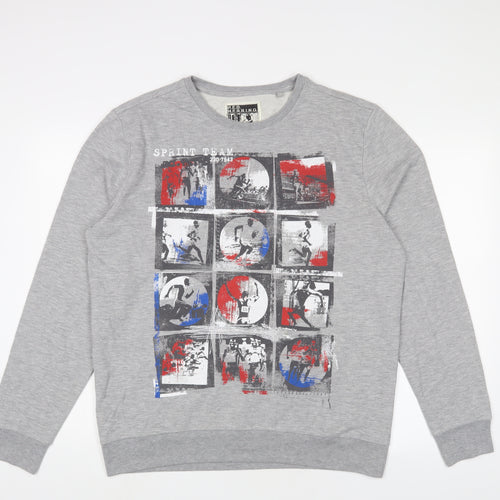 Red Herring Mens Grey Cotton Pullover Sweatshirt Size XL