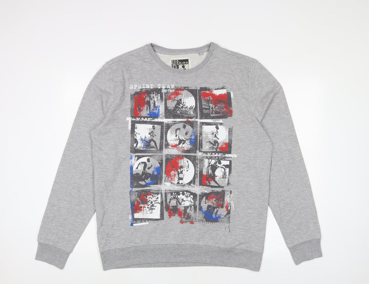 Red Herring Mens Grey Cotton Pullover Sweatshirt Size XL
