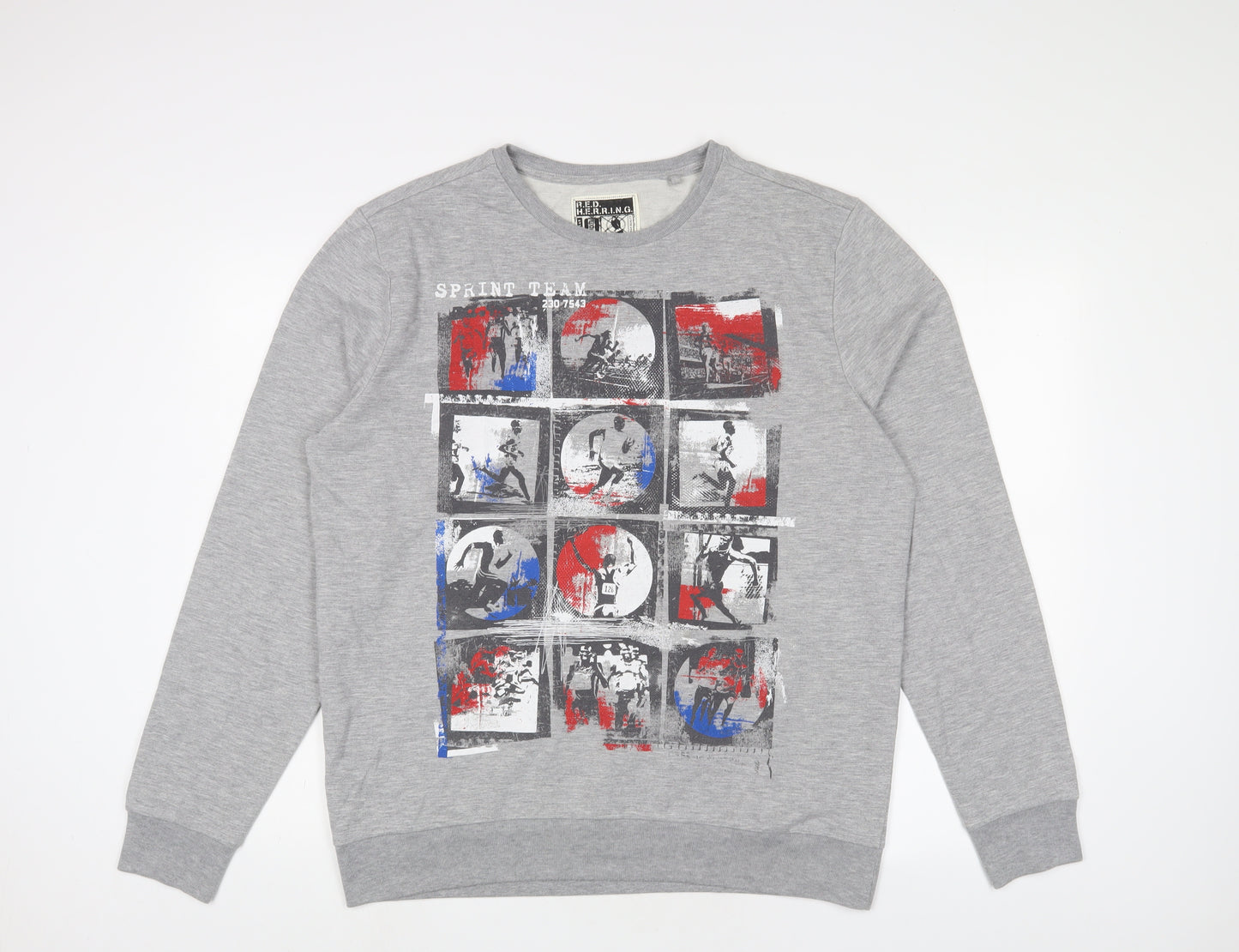 Red Herring Mens Grey Cotton Pullover Sweatshirt Size XL