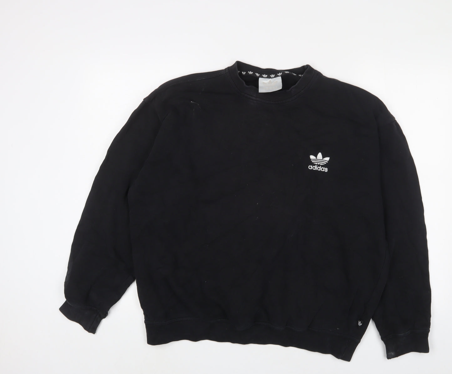 adidas Womens Black Cotton Pullover Sweatshirt Size 8 Pullover - Logo, Embroidered