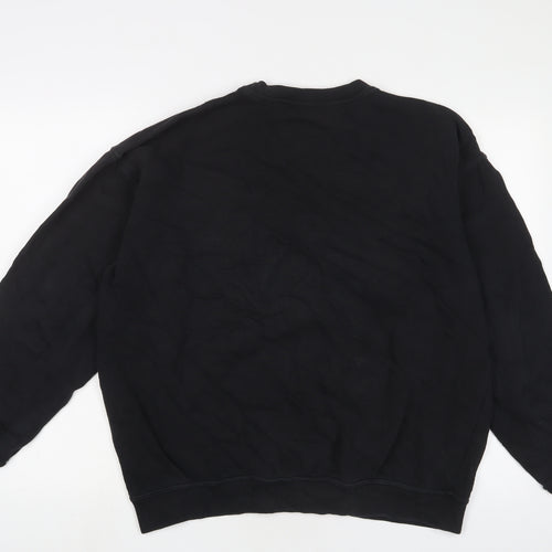 adidas Womens Black Cotton Pullover Sweatshirt Size 8 Pullover - Logo, Embroidered