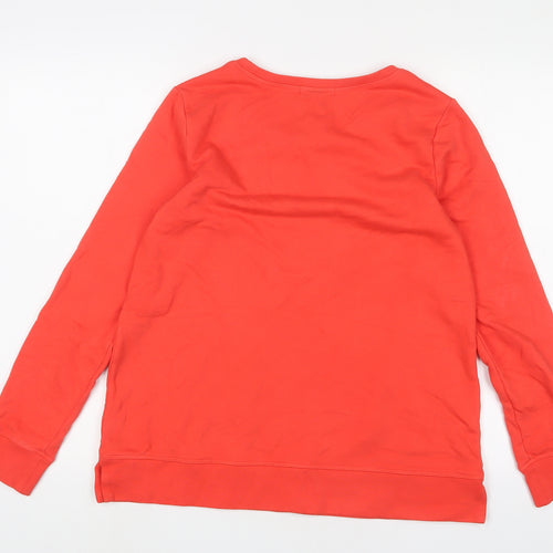 Lands' End Womens Orange Cotton Pullover Sweatshirt Size 10 Pullover