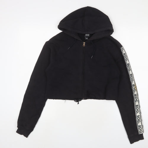 BDG Womens Black Cotton Full Zip Hoodie Size M Zip - Distressed