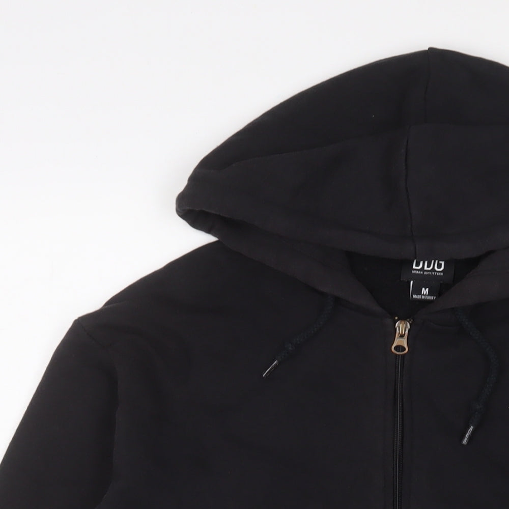 BDG Womens Black Cotton Full Zip Hoodie Size M Zip - Distressed