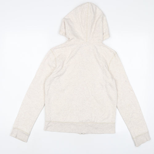 Gap Girls Beige Cotton Full Zip Hoodie Size 12 Years Zip - Logo, Embroidered