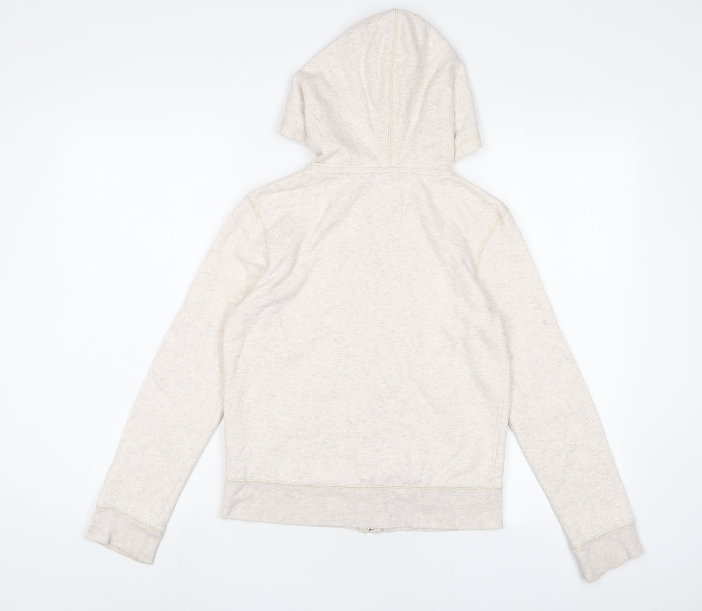 Gap Girls Beige Cotton Full Zip Hoodie Size 12 Years Zip - Logo, Embroidered