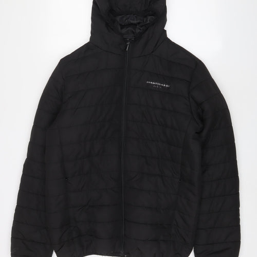 Avant Garde Mens Black Puffer Jacket Jacket Size L Zip