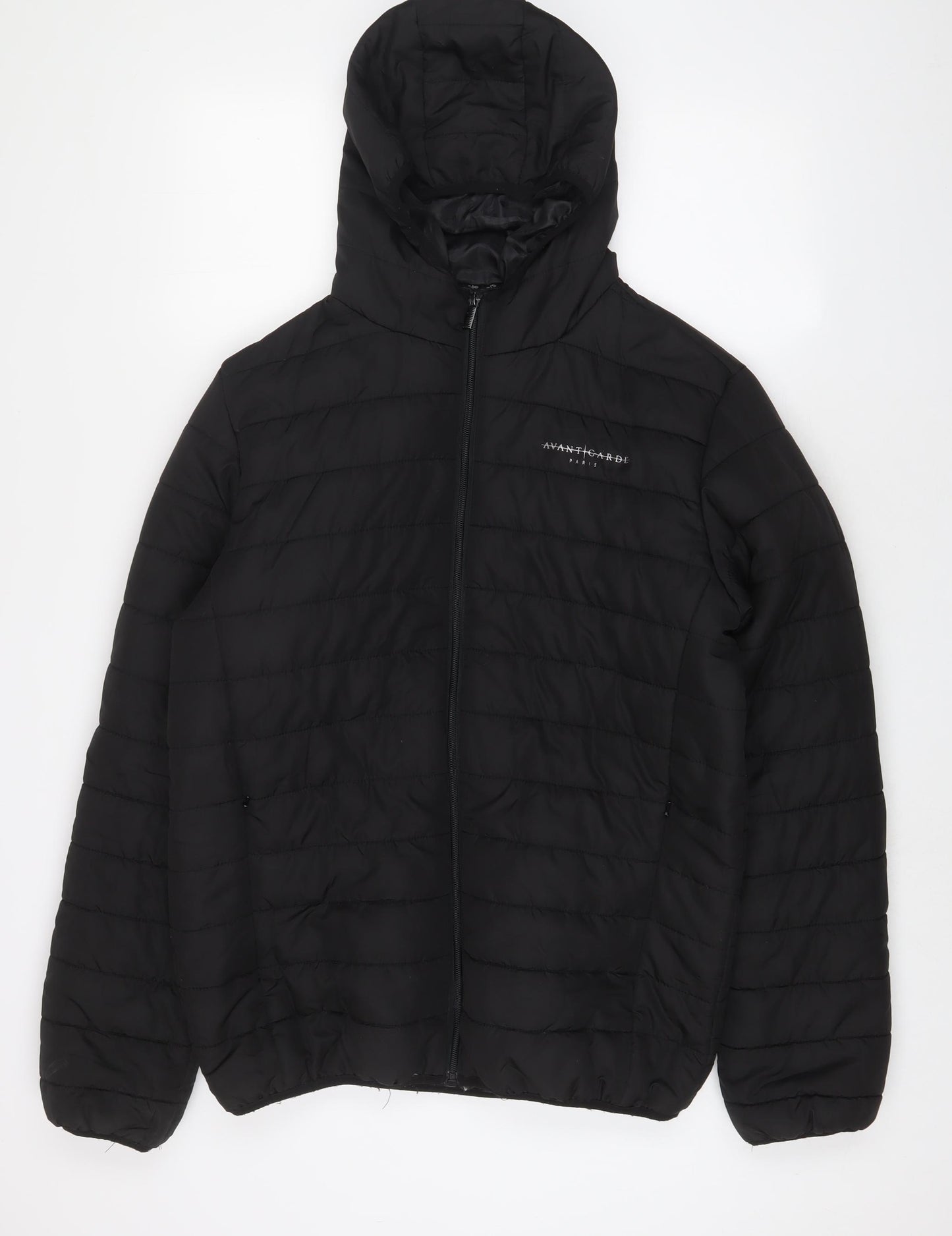 Avant Garde Mens Black Puffer Jacket Jacket Size L Zip