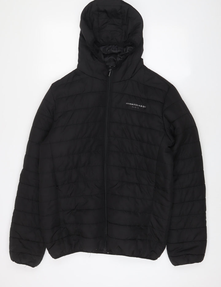 Avant Garde Mens Black Puffer Jacket Jacket Size L Zip