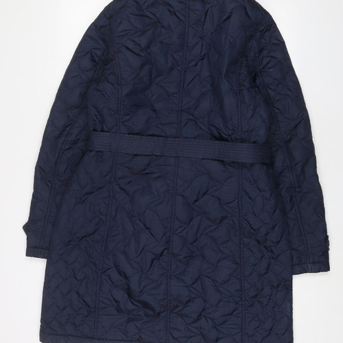 Lands' End Womens Blue Quilted Jacket Size M Snap - Belted
