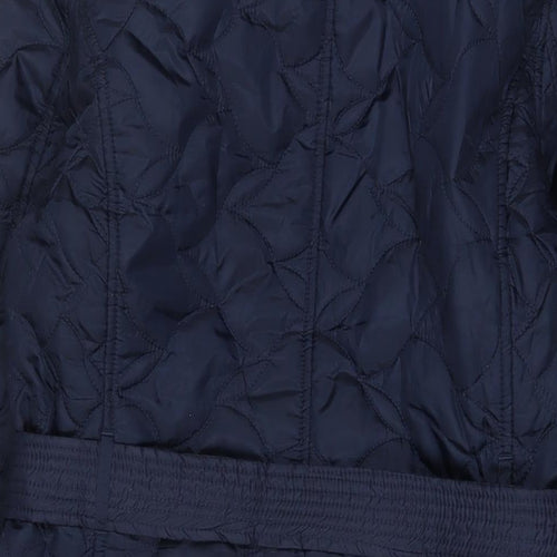 Lands' End Womens Blue Quilted Jacket Size M Snap - Belted
