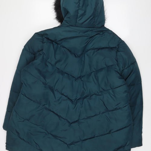 Studio Womens Green Parka Coat Size 24 Zip