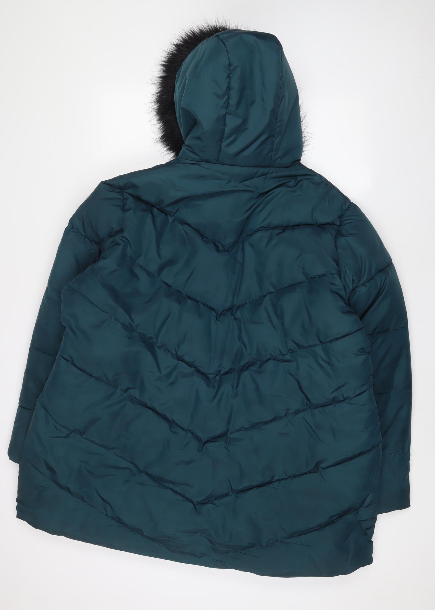 Studio Womens Green Parka Coat Size 24 Zip