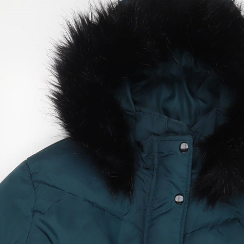 Studio Womens Green Parka Coat Size 24 Zip