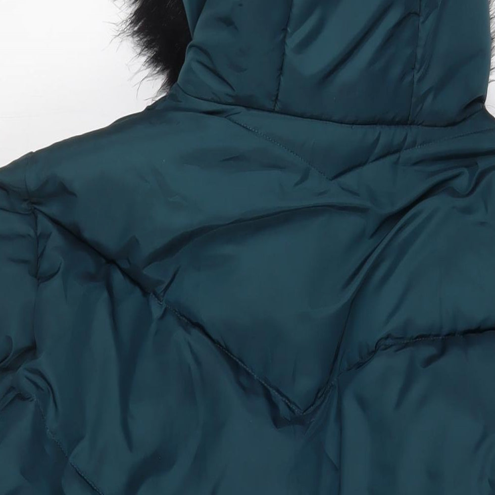 Studio Womens Green Parka Coat Size 24 Zip