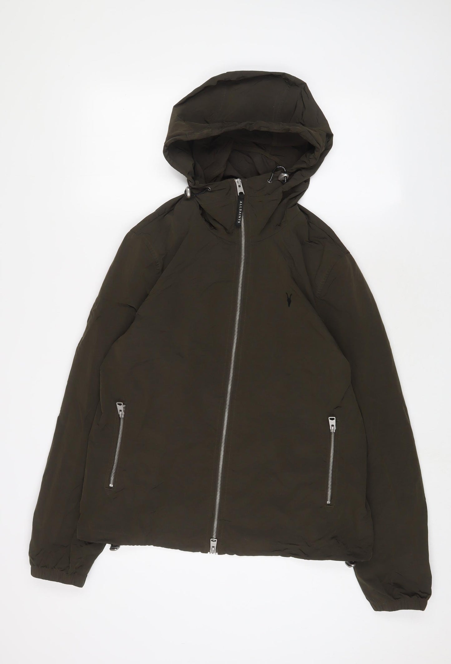 AllSaints Mens Green Jacket Size S Zip - Zip Pockets