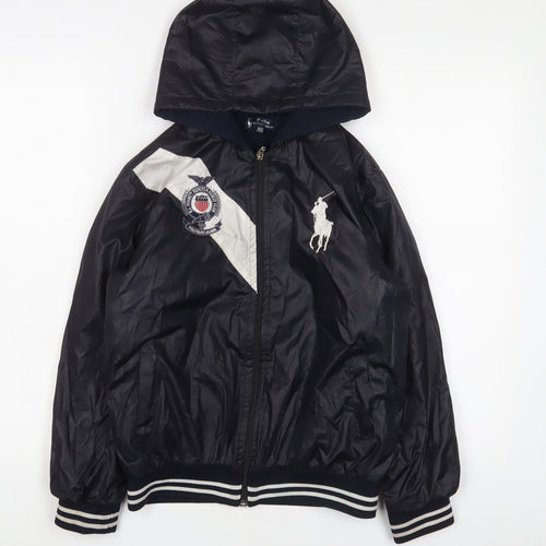 Ralph Lauren Boys Blue Jacket Coat Size 12 Years Zip - Logo, Embroidered
