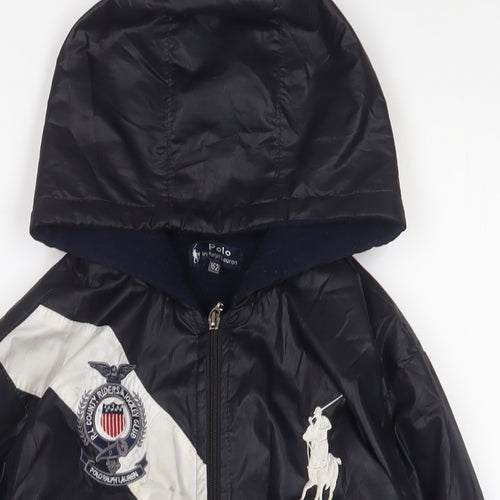 Ralph Lauren Boys Blue Jacket Coat Size 12 Years Zip - Logo, Embroidered