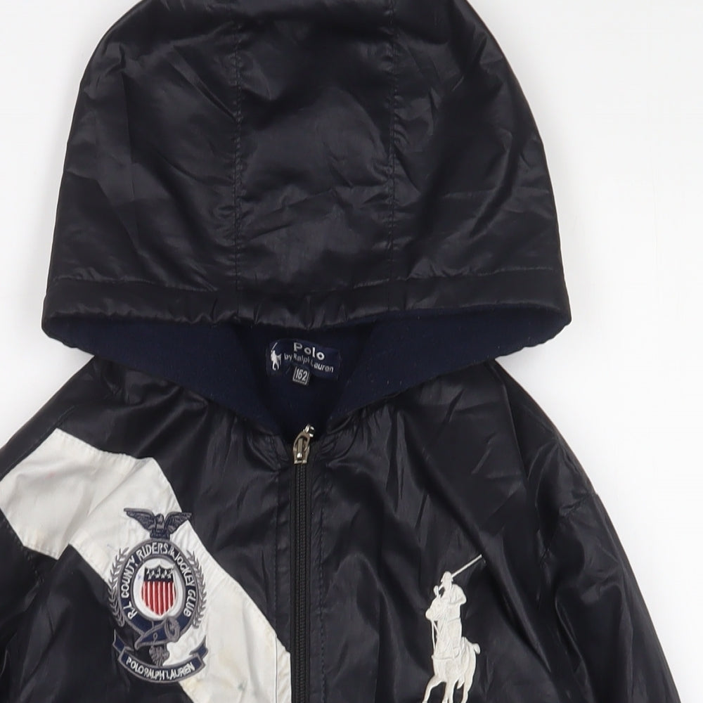 Ralph Lauren Boys Blue Jacket Coat Size 12 Years Zip - Logo, Embroidered