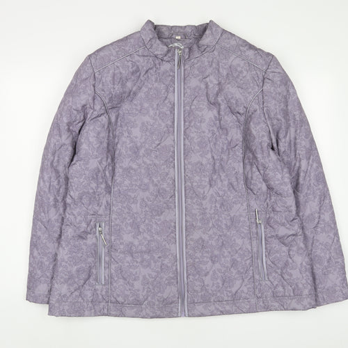 Anna Rose Womens Purple Floral Puffer Jacket Jacket Size 20 Zip